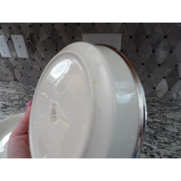 Lenox Solitaire Bowl Shallow Coupe Pasta Salad 7.5" Platinum Set of 2 FLAW READ - Picture 6 of 14